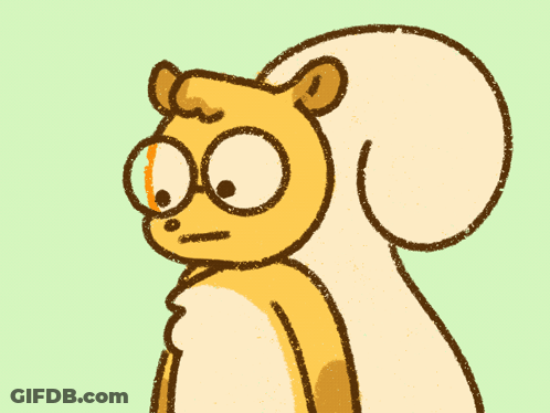 A Cartoon Drawing Of A Squirrel Wearing Glasses And A White Tail GIF