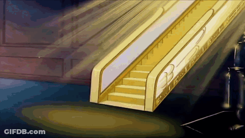 A Cartoon Drawing Of A Staircase With The Number 33 On It GIF