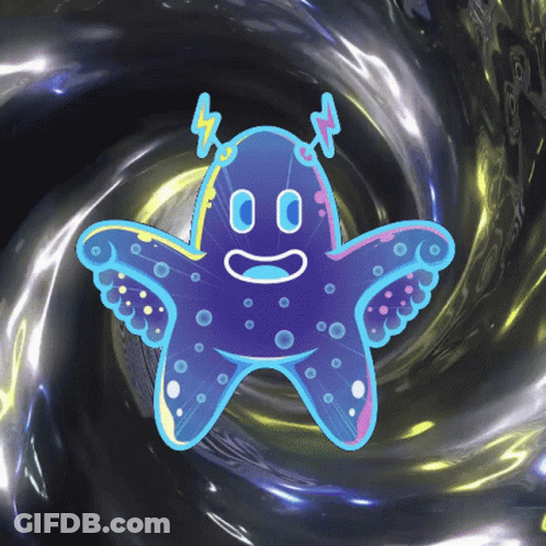 A Cartoon Drawing Of A Starfish With A Face On It GIF