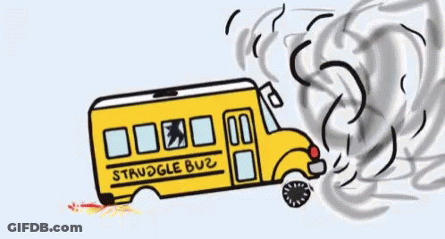 A Cartoon Drawing Of A Struggle Bus GIF