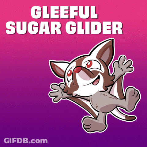 A Cartoon Drawing Of A Sugar Glider With The Words Gleeful Sugar Glider Above It GIF