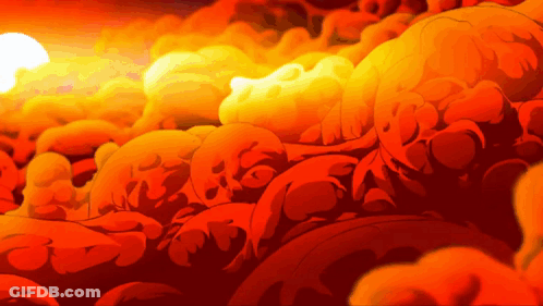 A Cartoon Drawing Of A Sunset With A Lot Of Clouds GIF
