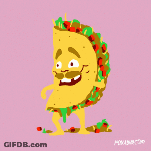 Cartoon Taco With Foxadho.com Website GIF