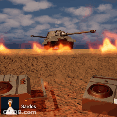 A Cartoon Drawing Of A Tank With The Name Sardo On The Bottom GIF