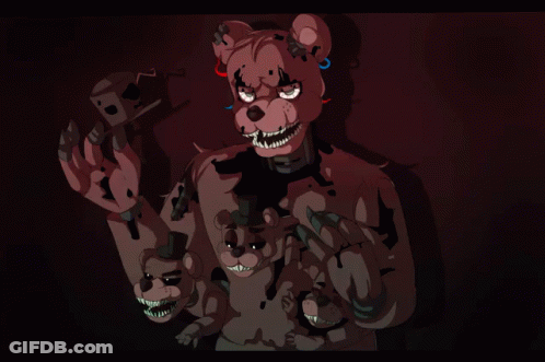 A Cartoon Drawing Of A Teddy Bear With Many Faces On It GIF