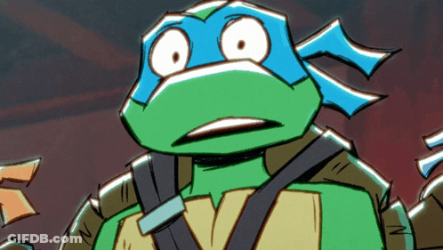 A Cartoon Drawing Of A Teenage Mutant Ninja Turtle Making A Surprised Face GIF