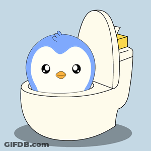 A Cartoon Drawing Of A Toilet With A Blue Balloon On The Seat GIF