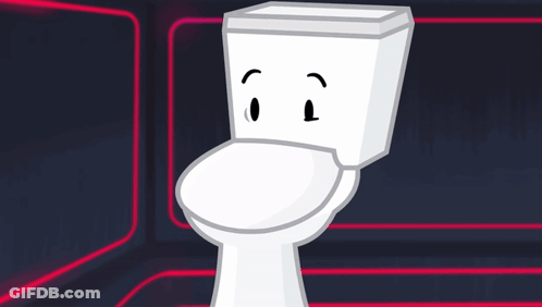 A Cartoon Drawing Of A Toilet With An Angry Face On It GIF