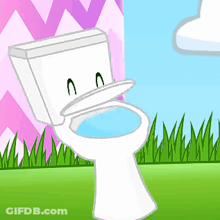 A Cartoon Drawing Of A Toilet With Its Lid Up GIF