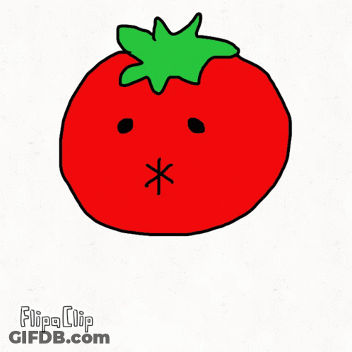 A Cartoon Drawing Of A Tomato With A Star In Its Mouth And The Words Flipa Clip Below It GIF