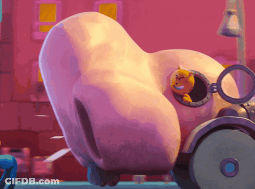 A Cartoon Drawing Of A Tooth With A Yellow Tooth Sticking Out Of It GIF