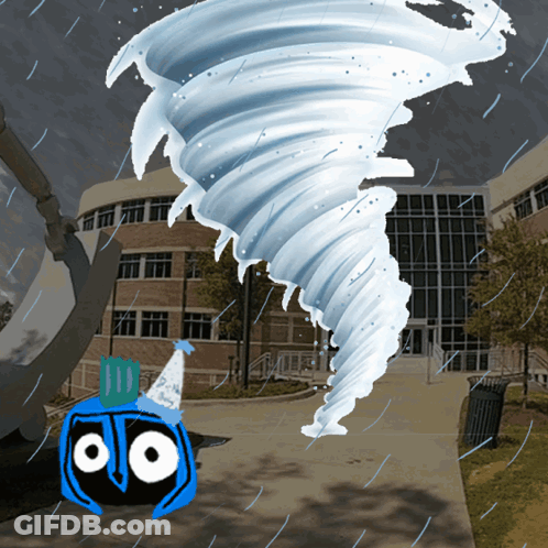 A Cartoon Drawing Of A Tornado With A Bottle Of Toothpaste In The Foreground GIF