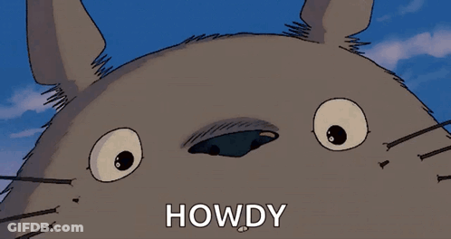 Totoro With Howdy Text GIF