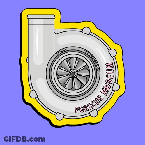 A Cartoon Drawing Of A Turbo That Says Porsche Museum Turbo GIF