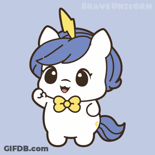 A Cartoon Drawing Of A Unicorn With A Lightning Bolt On Its Horn GIF
