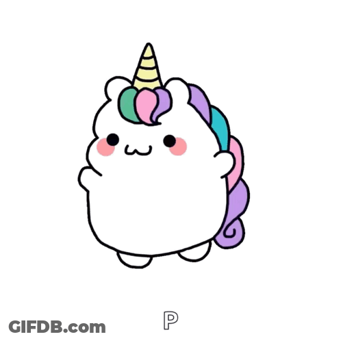 A Cartoon Drawing Of A Unicorn With A Rainbow Mane GIF