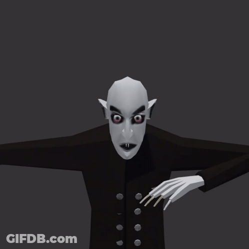 A Cartoon Drawing Of A Vampire Covering His Mouth With His Hand GIF
