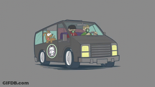 Cartoon Van With Two People And Dog GIF