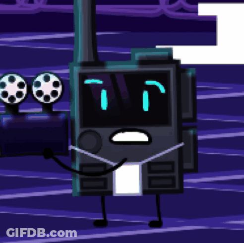 A Cartoon Drawing Of A Walkie Talkie With Arms And Legs Tied To It GIF