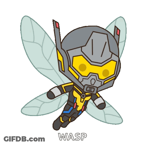 A Cartoon Drawing Of A Wasp With Wings And The Word Wasp Below It GIF