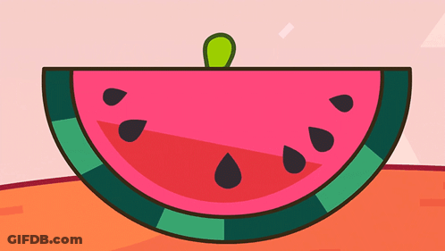 A Cartoon Drawing Of A Watermelon With A Green Stem GIF
