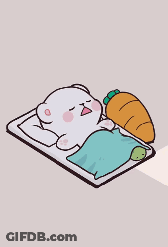 A Cartoon Drawing Of A White Bear Laying On A Bed GIF