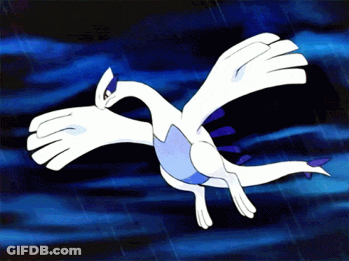 A Cartoon Drawing Of A White Bird With Purple Wings GIF
