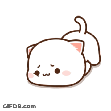 A Cartoon Drawing Of A White Cat Laying Down On Its Back GIF