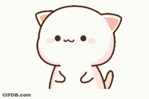 A Cartoon Drawing Of A White Cat With A Pink Nose GIF