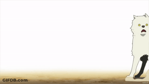 A Cartoon Drawing Of A White Dog With A Shocked Look On Its Face GIF