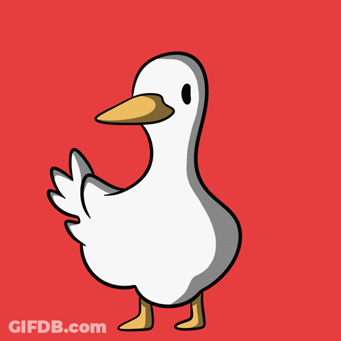 A Cartoon Drawing Of A White Duck With A Yellow Beak GIF