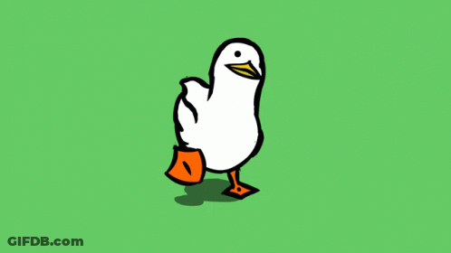 A Cartoon Drawing Of A White Duck With Orange Legs GIF