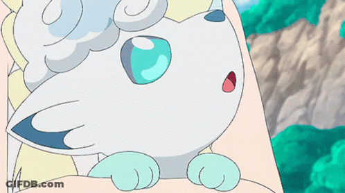 White Fox With Blue Eye Cartoon Drawing GIF