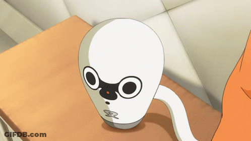A Cartoon Drawing Of A White Object With A Black Nose GIF