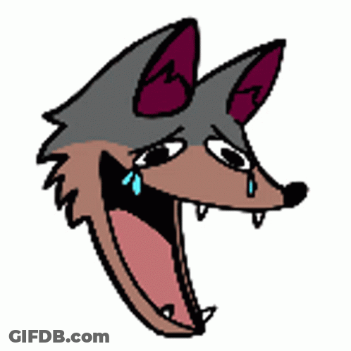 A Cartoon Drawing Of A Wolf 'S Head With Its Mouth Open GIF