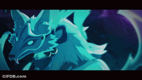 A Cartoon Drawing Of A Wolf With Fangs And A Collar GIF