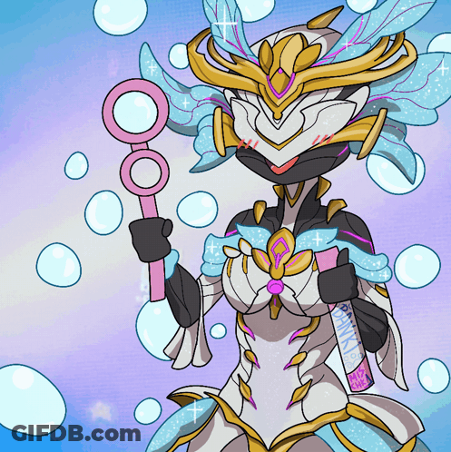 A Cartoon Drawing Of A Woman Blowing Soap Bubbles With A Pink Wand GIF
