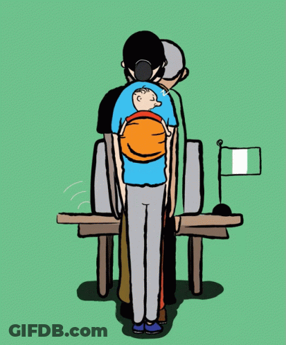 A Cartoon Drawing Of A Woman Carrying A Baby In A Carrier GIF