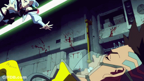 A Cartoon Drawing Of A Woman Flying Over A Man With An Oxygen Mask GIF