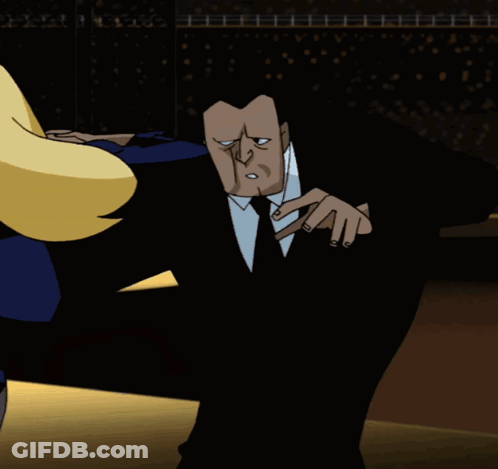 A Cartoon Drawing Of A Woman In A Black And Blue Outfit GIF
