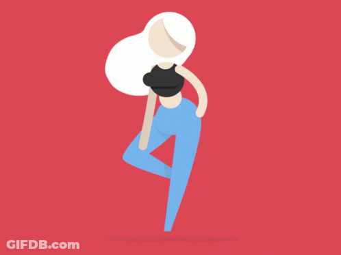 A Cartoon Drawing Of A Woman In A Black Top And Blue Pants GIF