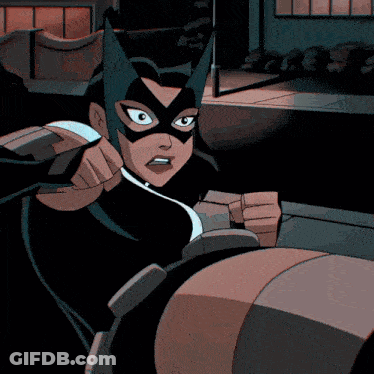 A Cartoon Drawing Of A Woman In A Cat Mask GIF