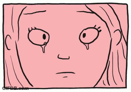 A Cartoon Drawing Of A Woman 'S Face With Tears Running Down Her Eyes GIF