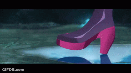 A Cartoon Drawing Of A Woman 'S Foot Wearing A Pink Platform Shoe GIF