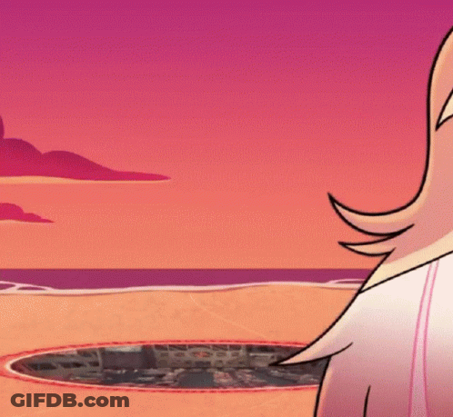 Cartoon Woman Standing On Beach GIF