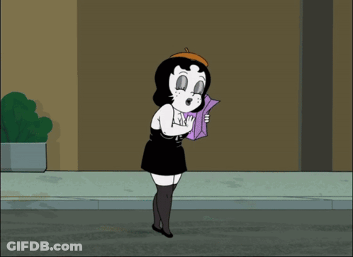 A Cartoon Drawing Of A Woman Throwing A Hat GIF
