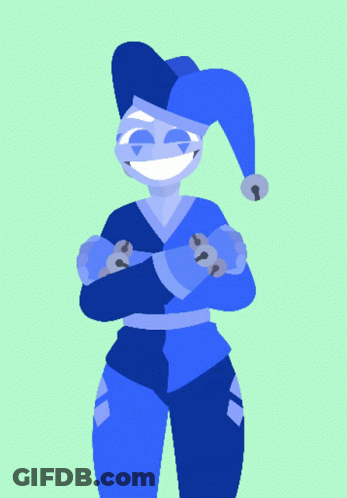 A Cartoon Drawing Of A Woman Wearing A Harlequin Hat GIF