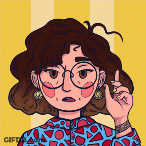 A Cartoon Drawing Of A Woman Wearing Glasses And Earrings GIF