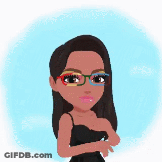 A Cartoon Drawing Of A Woman Wearing Glasses GIF