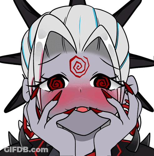 A Cartoon Drawing Of A Woman With A Spiral On Her Head GIF
